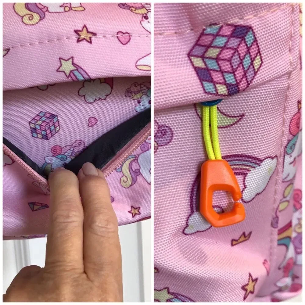 ACCMOR - NWT - Little Girls Canvas Backpack. Rainbows & Unicorns/Pink & Lavender